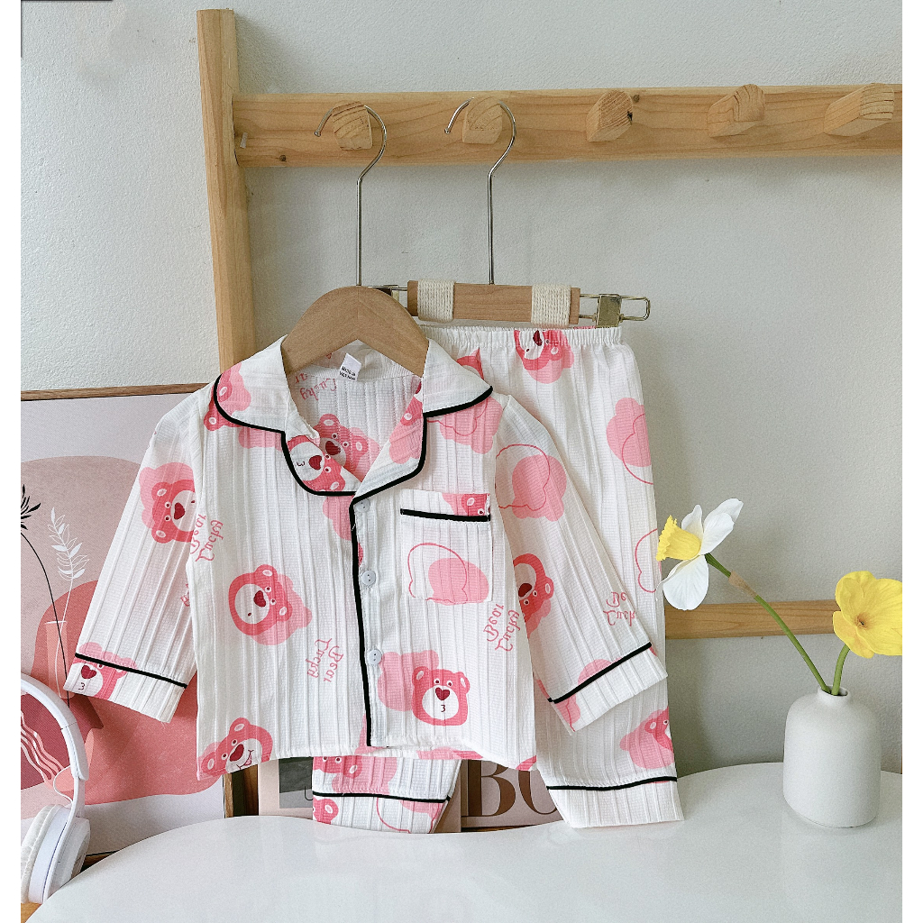 Bộ Pijama cho bé , Set bộ đồ ngủ Pijama dài tay đũi gân thu đông cho bé
