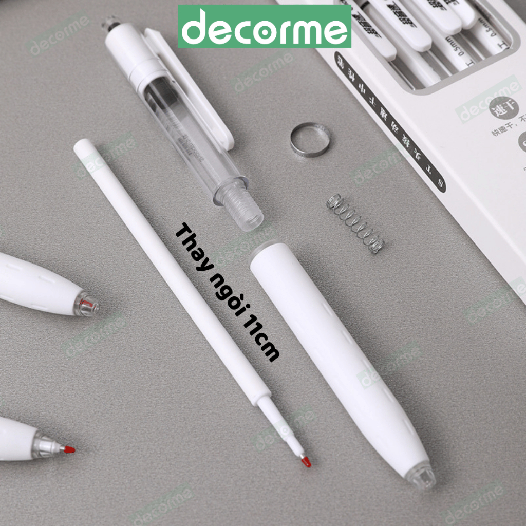 Bút gel bấm khô nhanh Shaoqin 0.5mm Decorme mực đen có thể thay ngòi 11cm bút viết học sinh