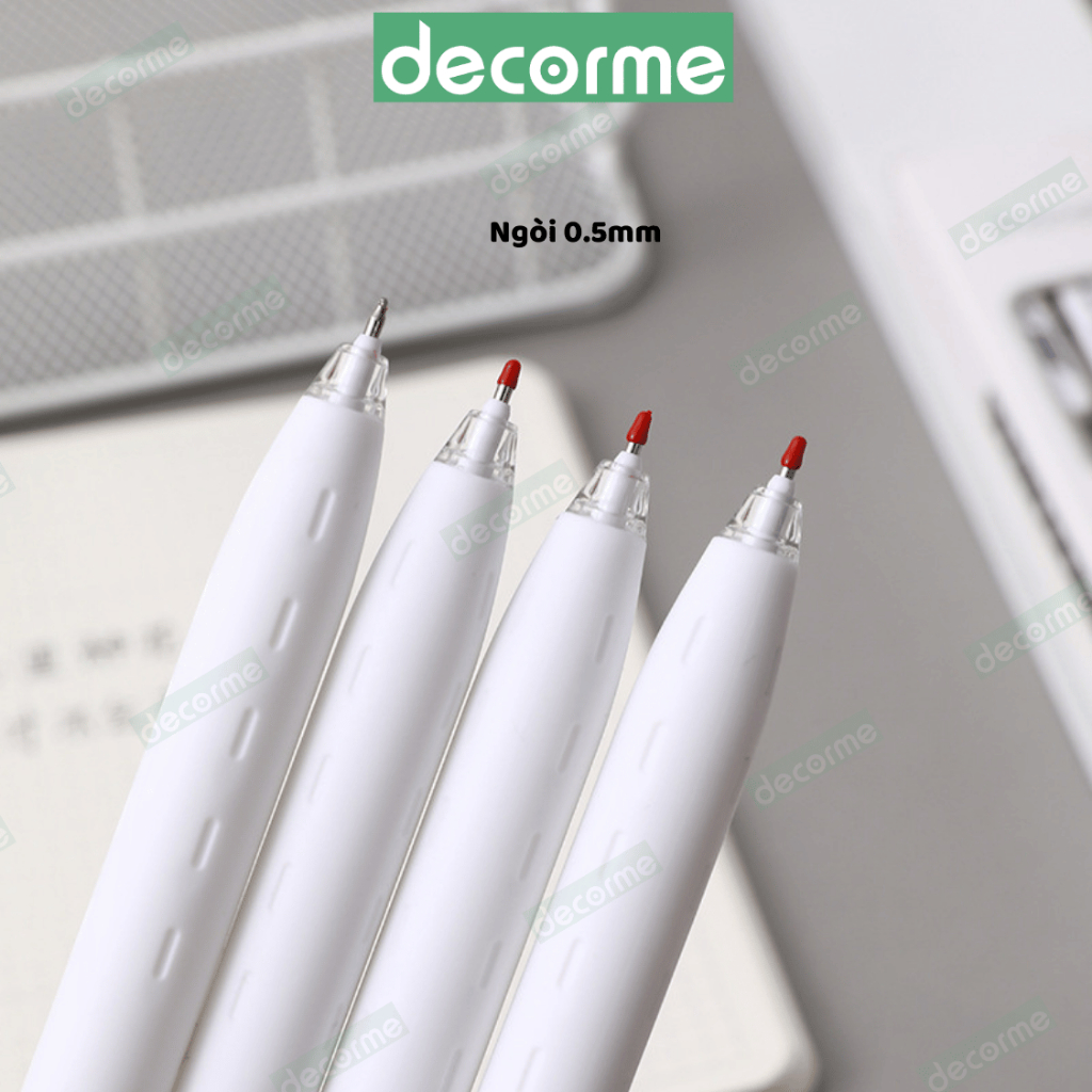Bút gel bấm khô nhanh Shaoqin 0.5mm Decorme mực đen có thể thay ngòi 11cm bút viết học sinh