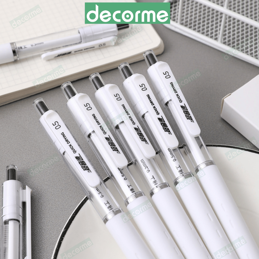 Bút gel bấm khô nhanh Shaoqin 0.5mm Decorme mực đen có thể thay ngòi 11cm bút viết học sinh
