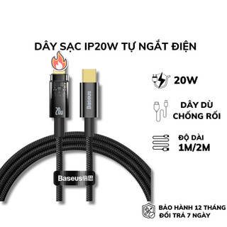 Dây cáp sạc nhanh Baseus tự ngắt điện khi sạc đầy pin dây dù cao cấp chống đứt gãy gập dùng cho Táo 14 13 12 11 X 1m 2m
