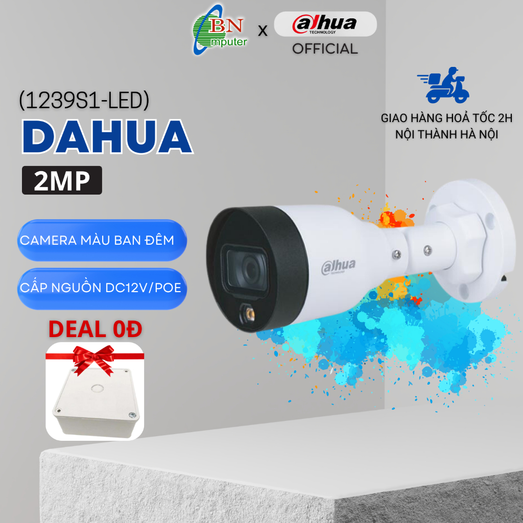 Camera IP 2.0 Full-Color DAHUA DH-IPC-HFW 1239S1-LED-S5 có màu ban đêm