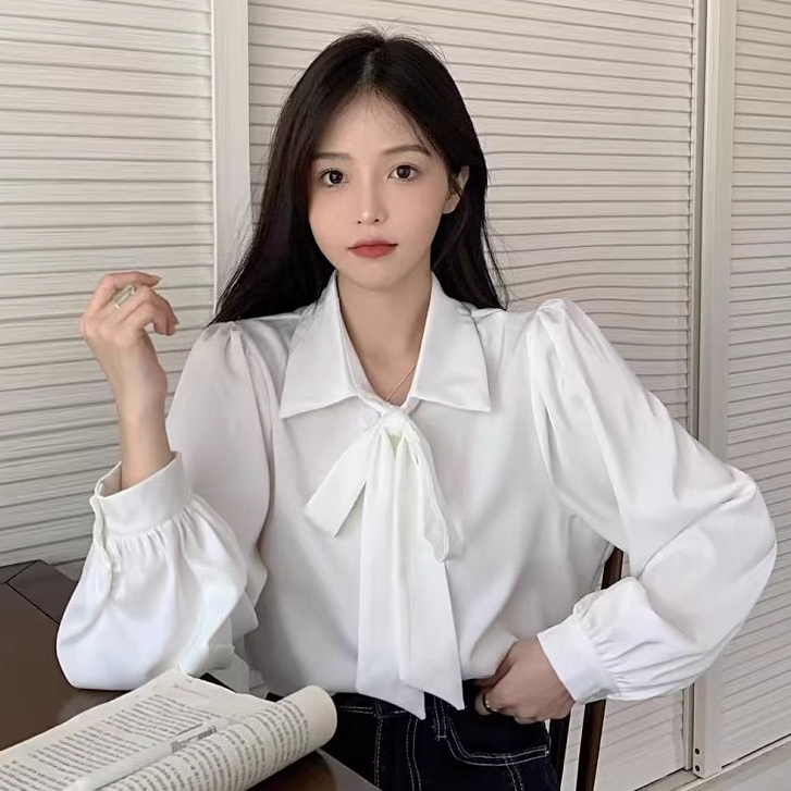 Áo Sơ Mi Bigsize Nữ Tay Dài Bo ,Áo Sơ Mi Kiểu Nữ Nơ Buộc Thời Trang Công Sở Vải Lụa Chéo Mềm Mát Ít Nhăn SM16