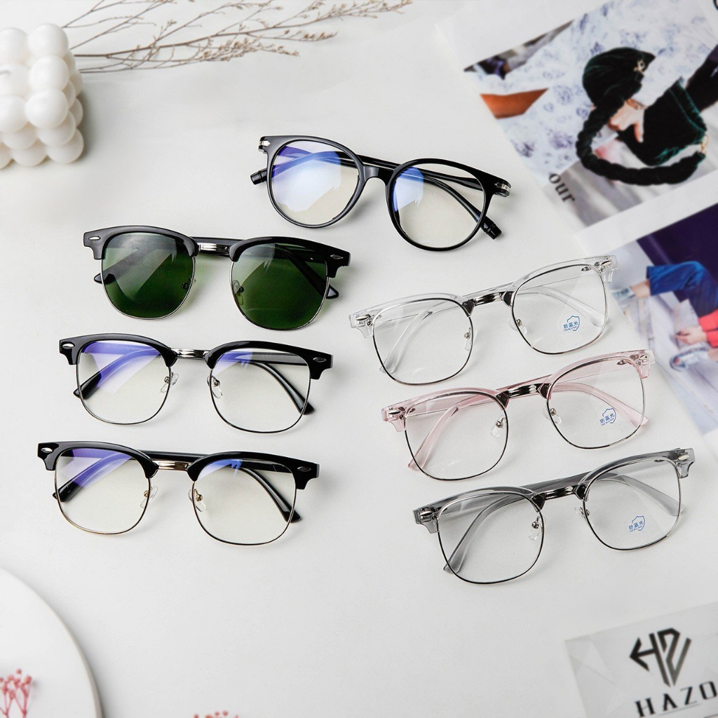 Mắt Kính Giả Cận Nửa Gọng Club Master Unisex Nhiều Màu Siêu Hot - Hazo