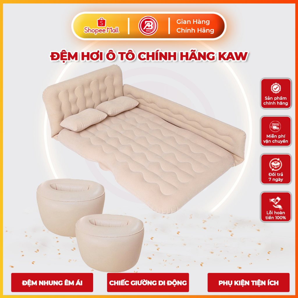 Đệm Hơi Ô Tô Dày Dặn KAW Cao Cấp Có 4 Màu - Kèm Bơm Điện Và Bộ Gối