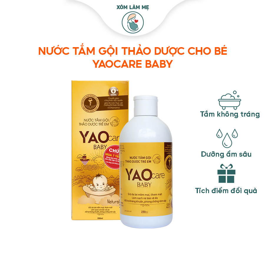 Nước Tắm Gội Thảo Dược Yaocare baby Cho Trẻ Sơ Sinh & Trẻ Nhỏ chuẩn Đại học Dược Hà Nội - 250ml