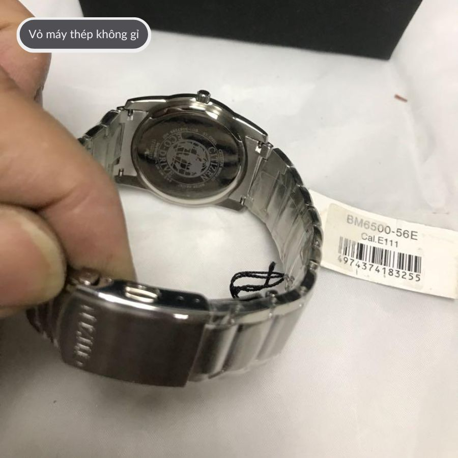 Đồng hồ nam Citizen Eco-Drive BM6500.56E mặt kính Sapphire sang trọng, dây thép đeo tay, chống nước 5 ATM cao cấp