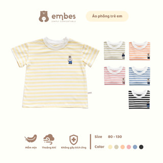 Áo phông trẻ em Embes cho bé trai bé gái, chất cotton mềm mịn từ 9kg đến 21kg