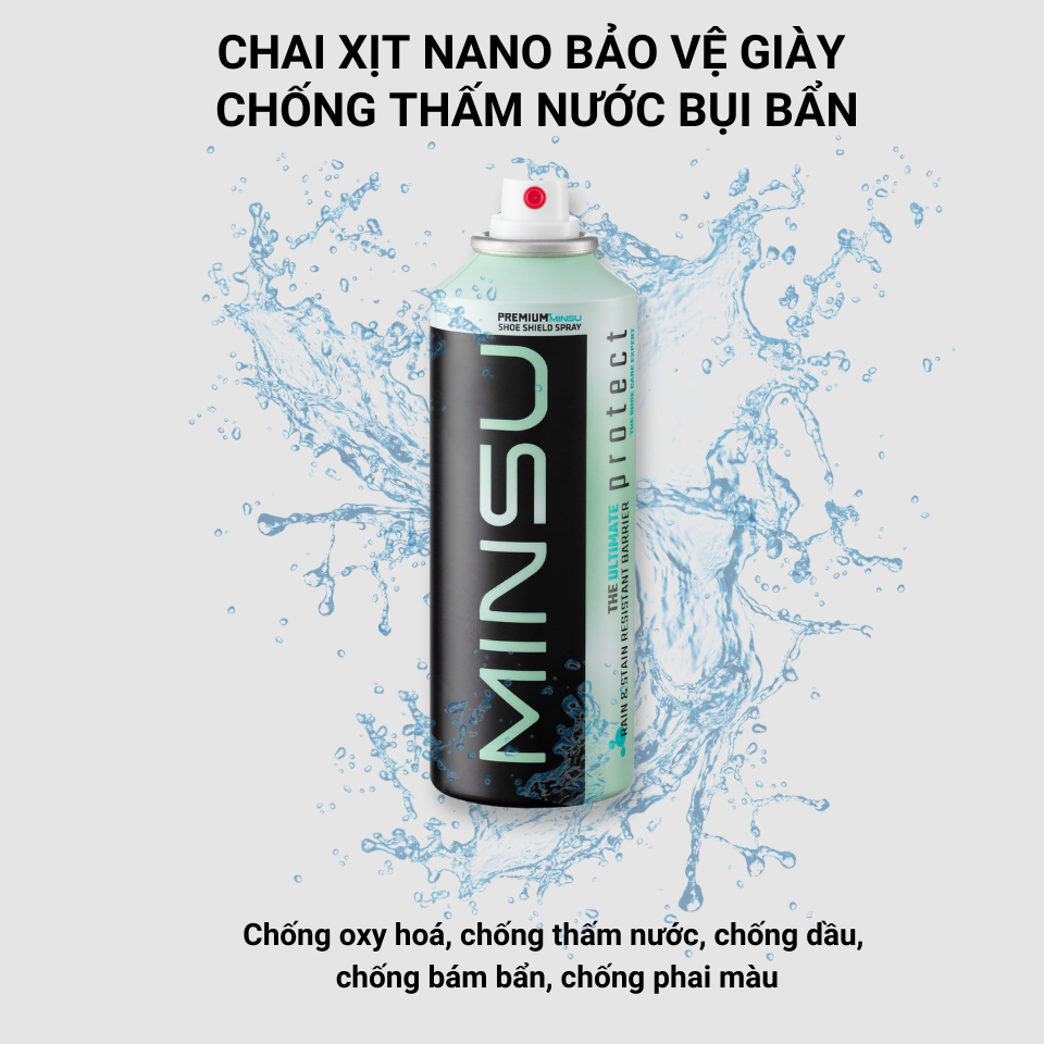 Chai Xịt NANO Bảo Vệ Giày Chống Thấm Nước, Bụi Bẩn MINSU Protect M6823 Giúp Giày Dép, Túi Xách Sạch Sẽ Tránh Bị Ố Vàng