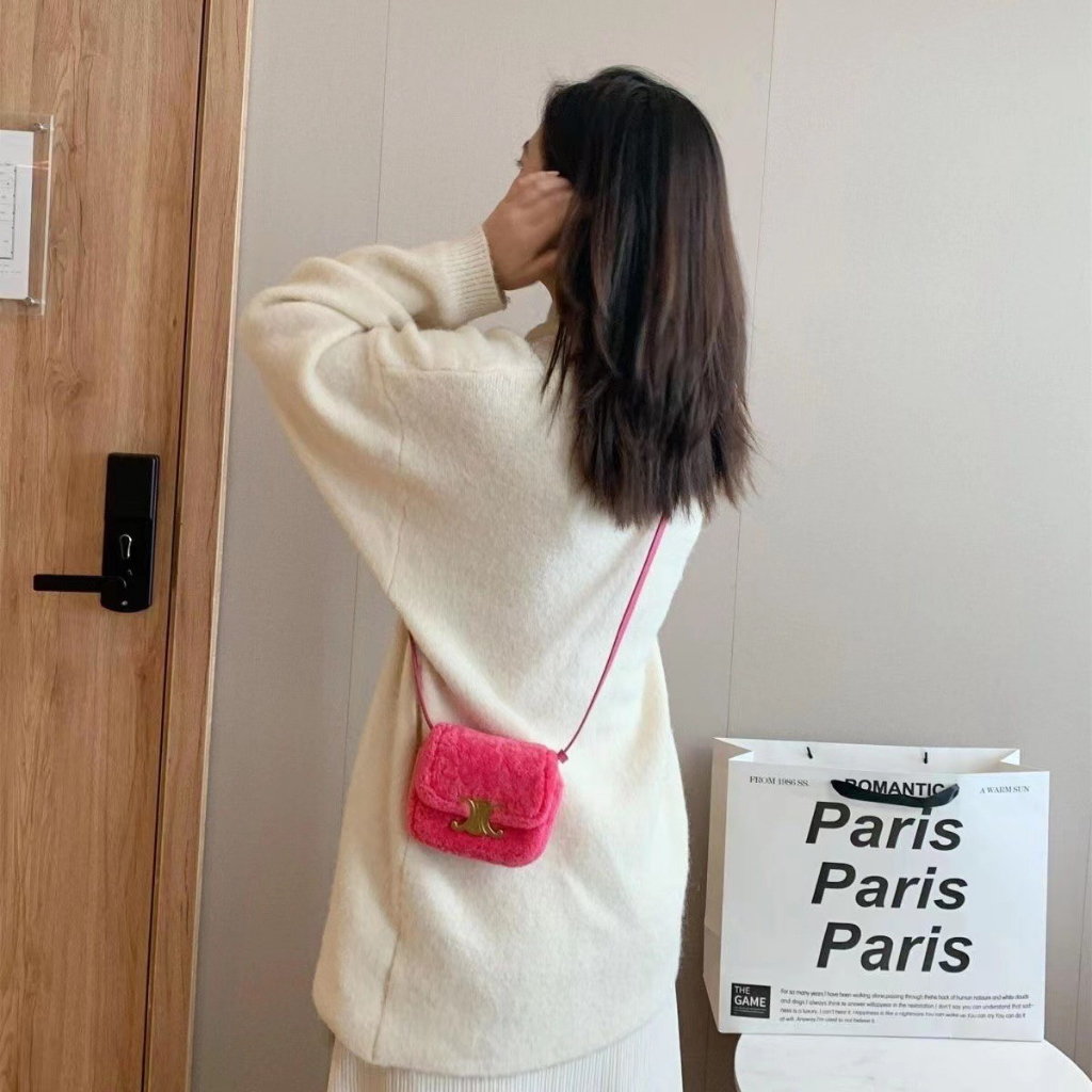 Túi xách nữ đeo chéo mini lông cừu thời trang mã 10