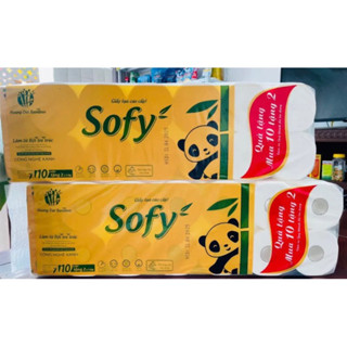 Bịch 12 cuộn giấy vệ sinh SOFY gấu trúc KÈM TẶNG 1 GÓI GIẤY 3 lớp siêu dai mềm mịn có lõi không lõi