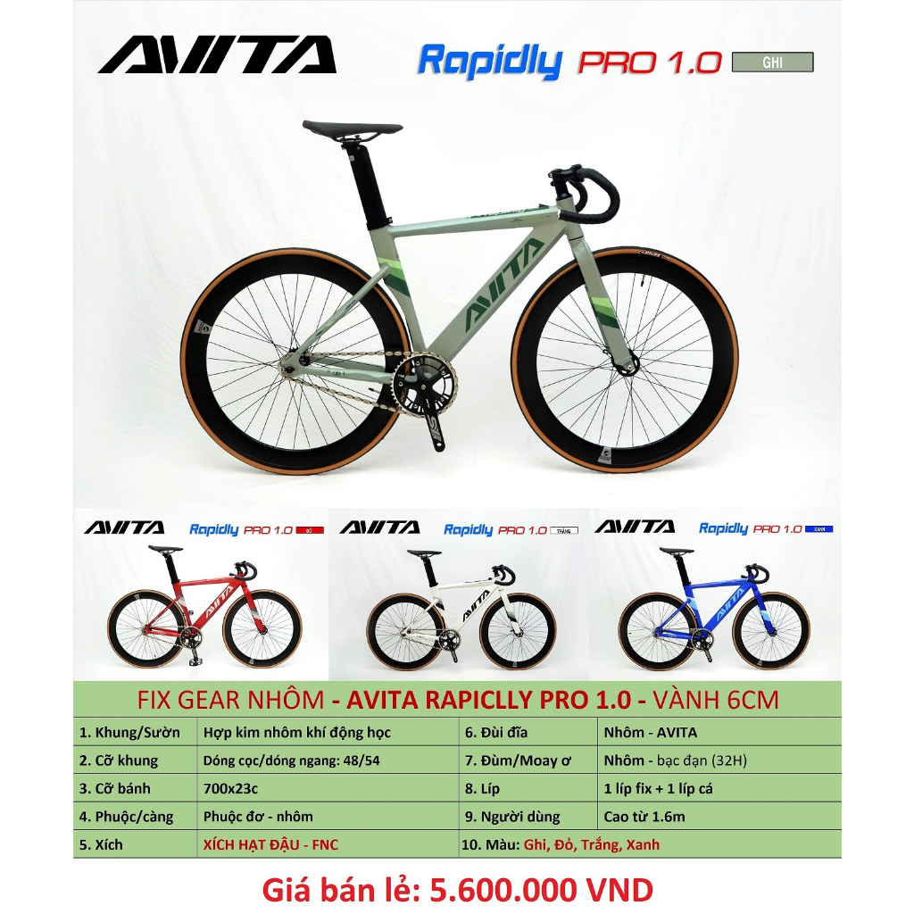 Xe đạp Fixed Gear Avita Khung sườn nhôm