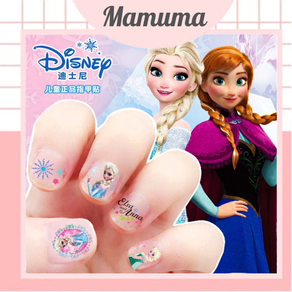 Set sticker dán móng tay nail sticker 3D nổi hoạ tiết công chúa hoạt hình Disney đáng yêu cho bé gái Frozen Elsa Ariel