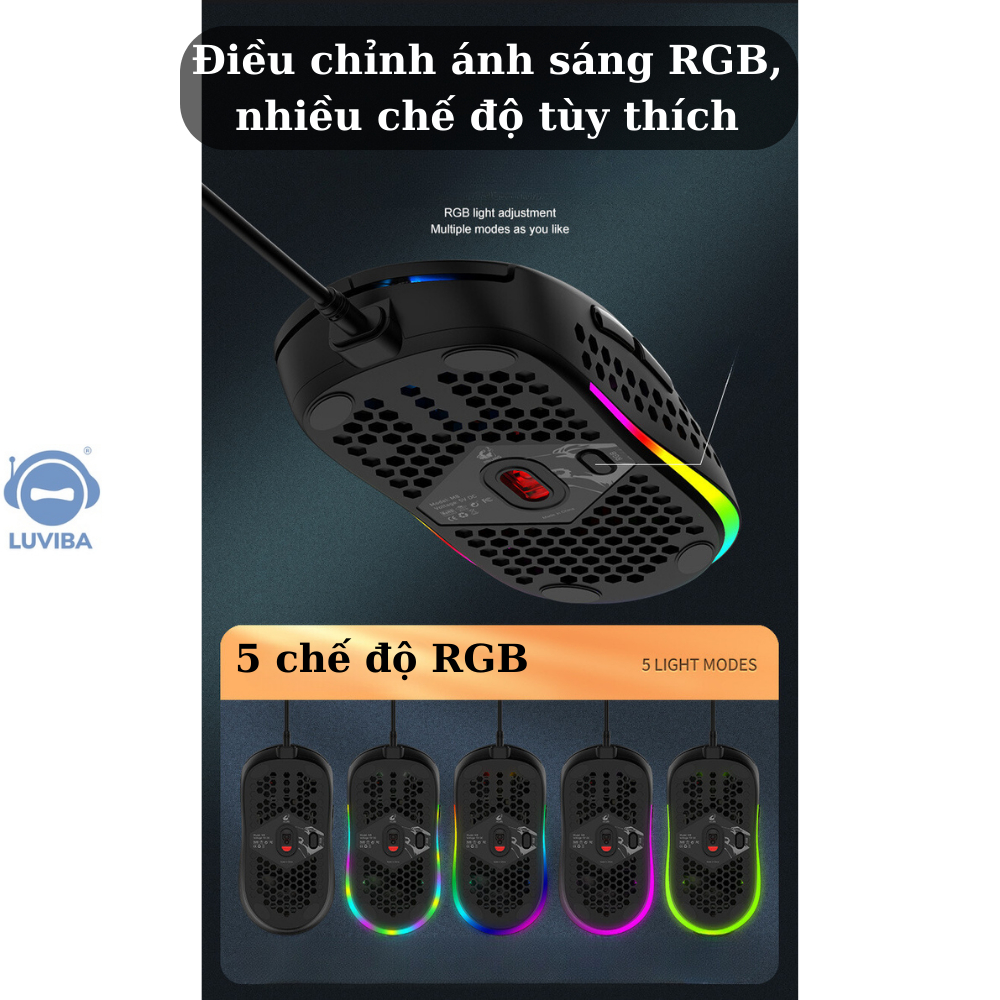 Chuột Máy Tính Gaming Có Dây Chuyên Chơi Game Máy Tính PC Laptop M1 PRO 2023 Thế Hệ Mới LED RGB Nhiều Chế Độ