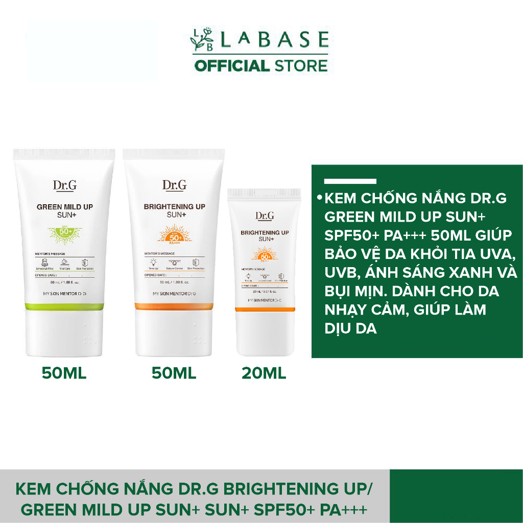 Kem Chống Nắng Dr.G Brightening Up Sun+ SPF50+ PA+++ Tuýp 50ml