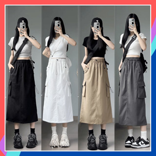 Chân váy gió dáng dài cạp chun có bigsize CV50 chân váy nữ dáng suông thiết kế túi hộp trẻ trung phù hợp đi chơi dạ
