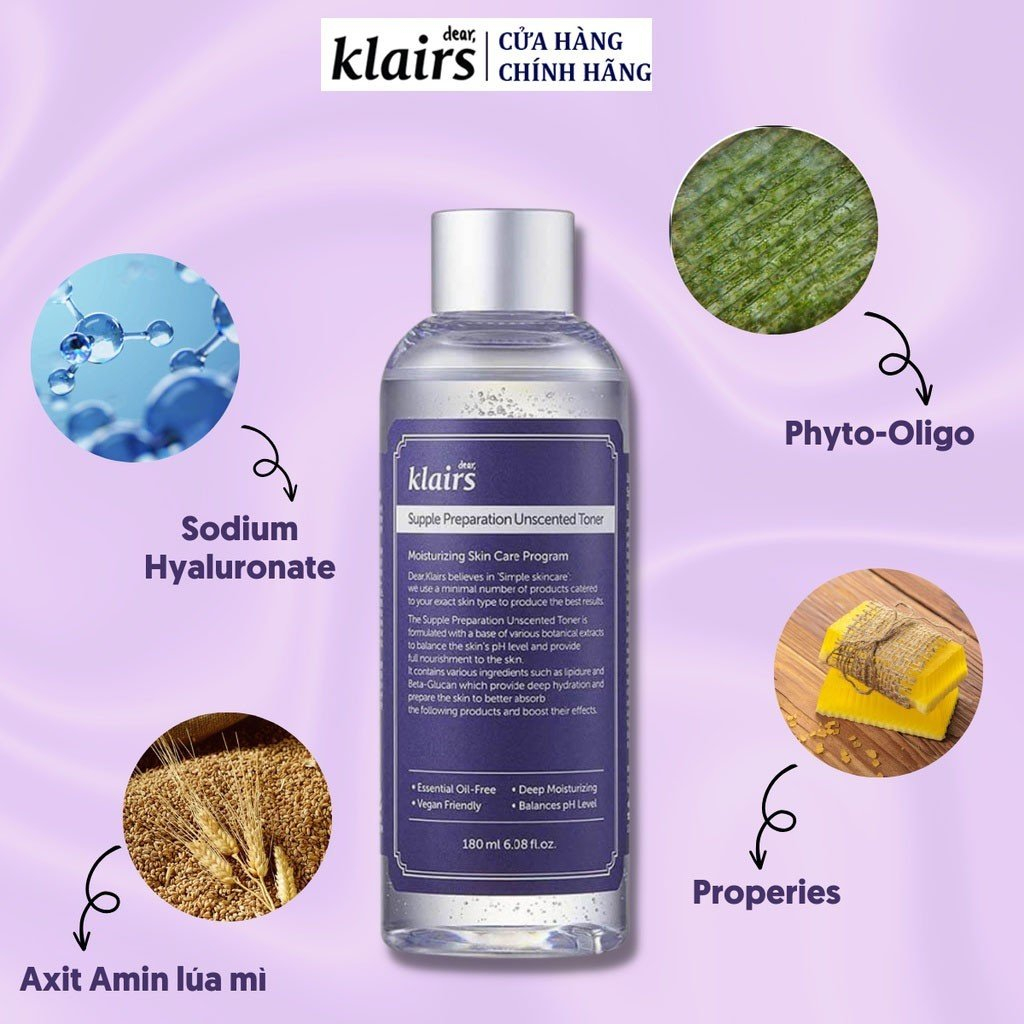 Nước hoa hồng không mùi dưỡng ẩm da và làm mềm da Klairs Supple Preparation Unscented 180ml | BigBuy360 - bigbuy360.vn