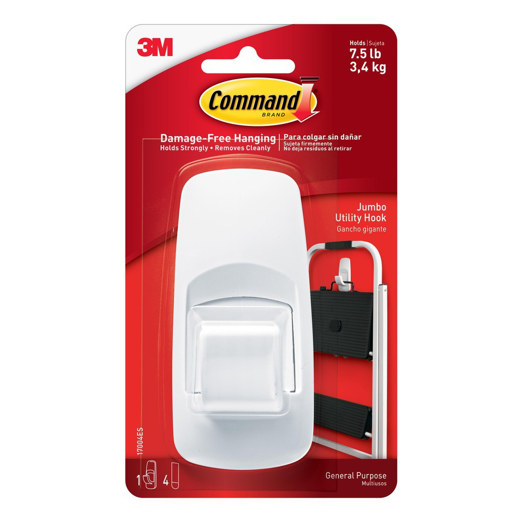 3M Móc Dán Tường Kiểu Vuông Command 17004ES, 3.4 kg, 1 Cái/Vỉ