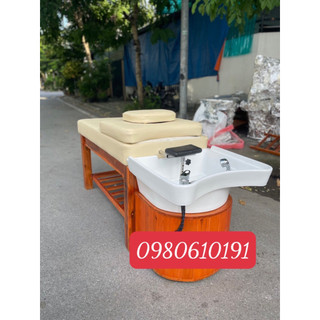 Giường gội đầu 2in1 chân gỗ - giường spa 2 chức năng massage và gội đầu, giường gội đầu dưỡng sinh