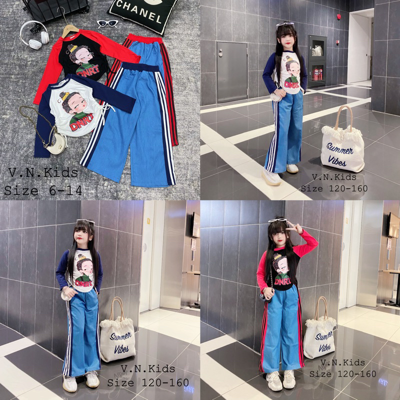 Set cô gái + quần xuông Jean chất lừ size đại 18kg - 42kg