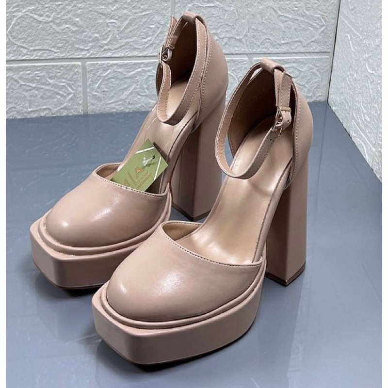 ORDER 🌱 Giày UK mũi tròn da trơn đế đúp gót trụ 13cm 36-41