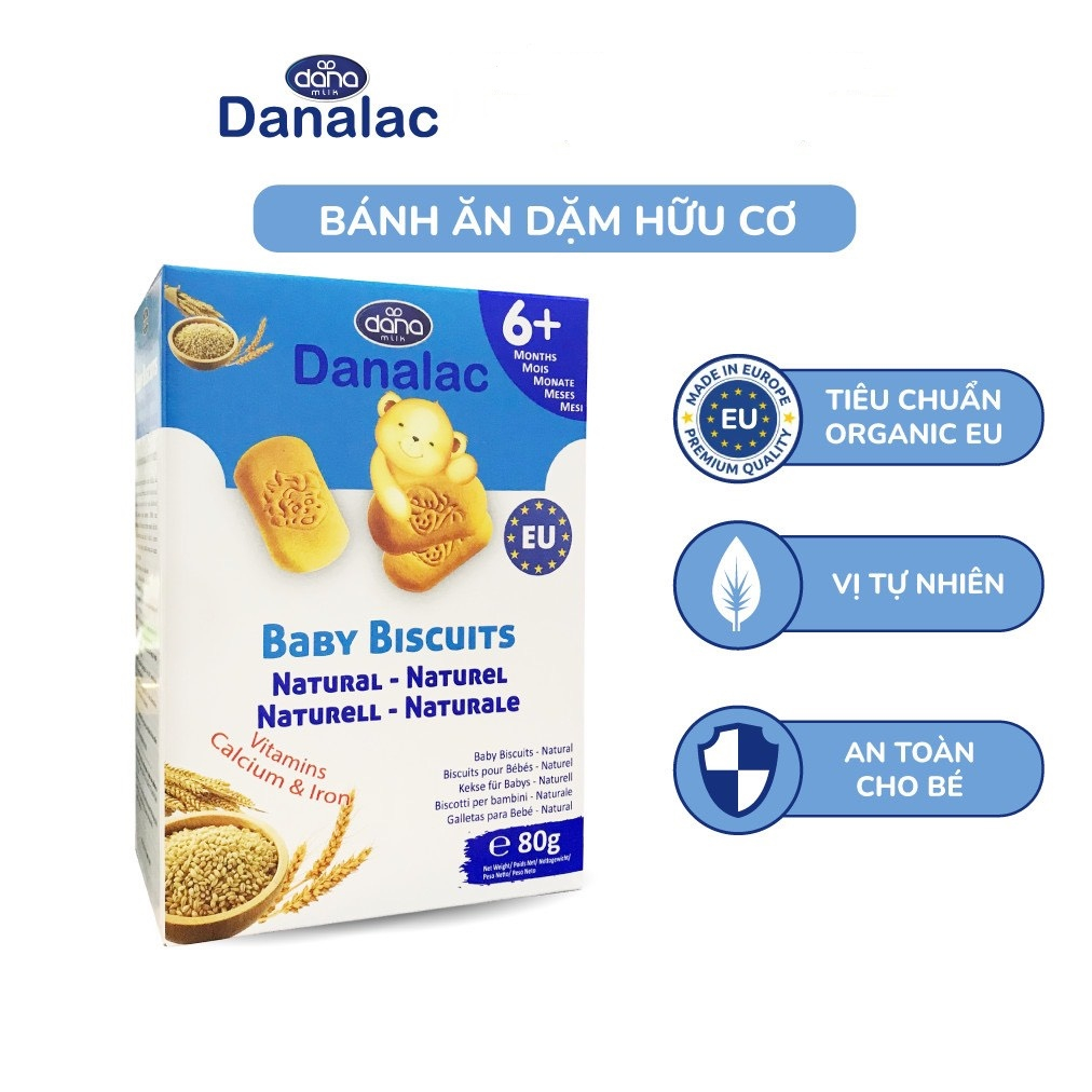 Bánh Ăn Dặm Danalac Vị Ca Cao Cho Bé 6 Tháng, Bánh Dinh Dưỡng Tiêu Chuẩn Hữu Cơ Châu Âu