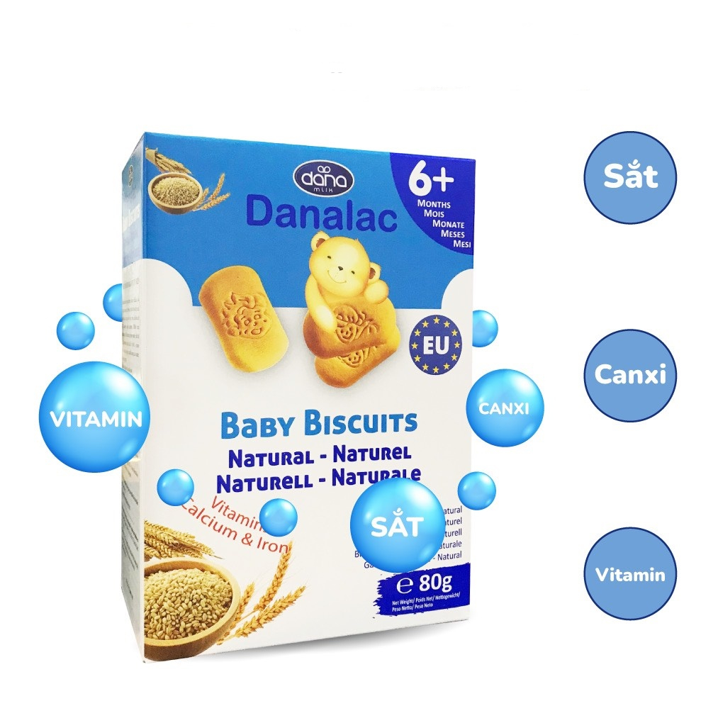 Bánh Ăn Dặm Danalac Vị Ca Cao Cho Bé 6 Tháng, Bánh Dinh Dưỡng Tiêu Chuẩn Hữu Cơ Châu Âu