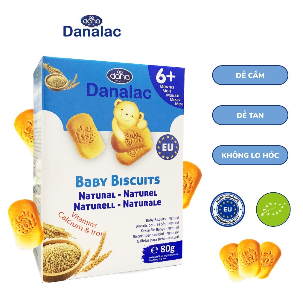 Bánh Ăn Dặm Danalac Vị Ca Cao Cho Bé 6 Tháng, Bánh Dinh Dưỡng Tiêu Chuẩn Hữu Cơ Châu Âu