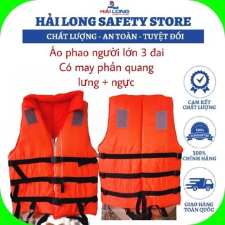 Áo phao bảo hộ hàng việt nam áo phao cứu hộ có 3 đai + phản quang + còi đảm bảo an toàn khi đi tàu thuyền