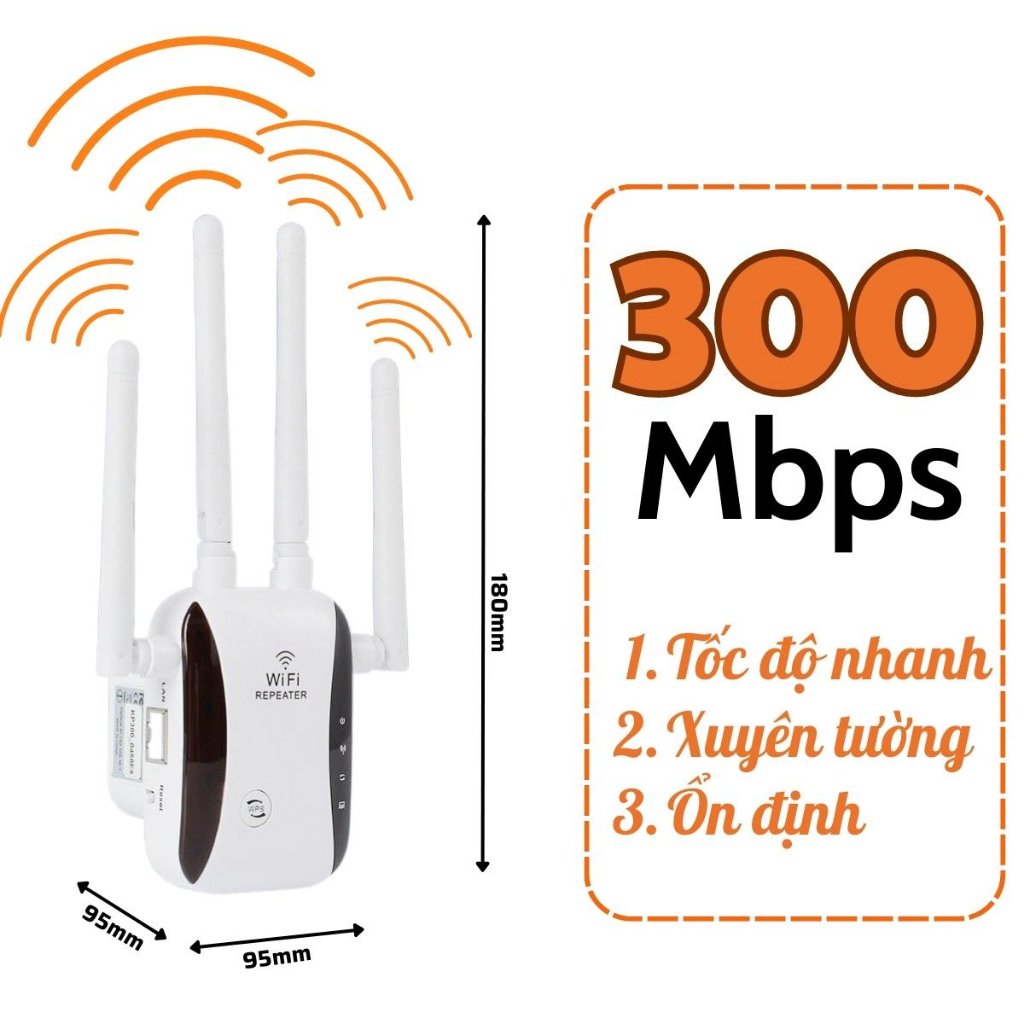 Bộ kích wifi không dây 4 râu REPEATER cực mạnh cục phát wifi, bộ thu phát hút mở rộng sóng wifi chính hãng - BH 1 năm | BigBuy360 - bigbuy360.vn