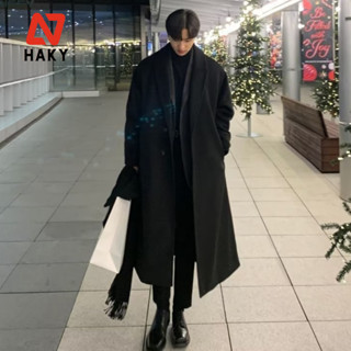 Áo Mangto Nam  Áo Dạ Nam Hàn Quốc Dáng Dài Qua Gối Không Cúc Có Đai HK1, Áo Khoác Măng Tô Dạ