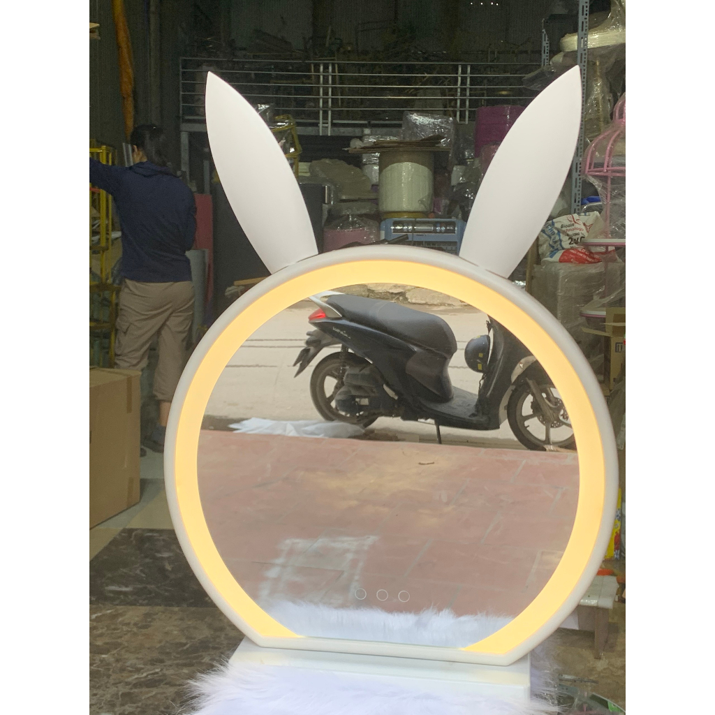 Gương trang điểm để bàn thông minh led 3 màu nút cảm ứng
