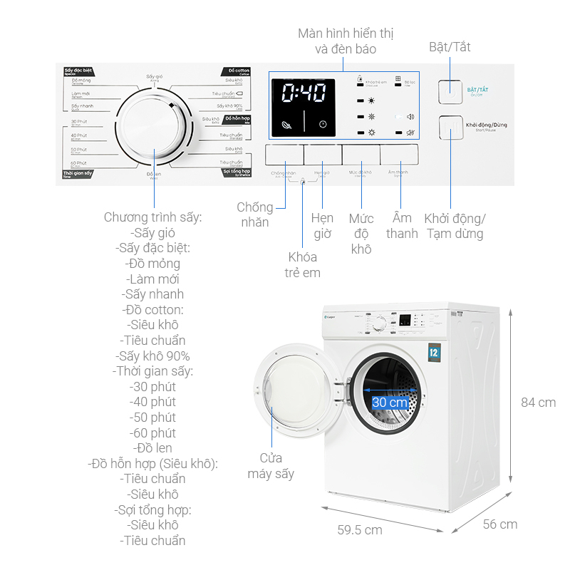 ☑️  Máy sấy quần áo Casper 7.2 kg TD-72VWD - Hàng Chính Hãng