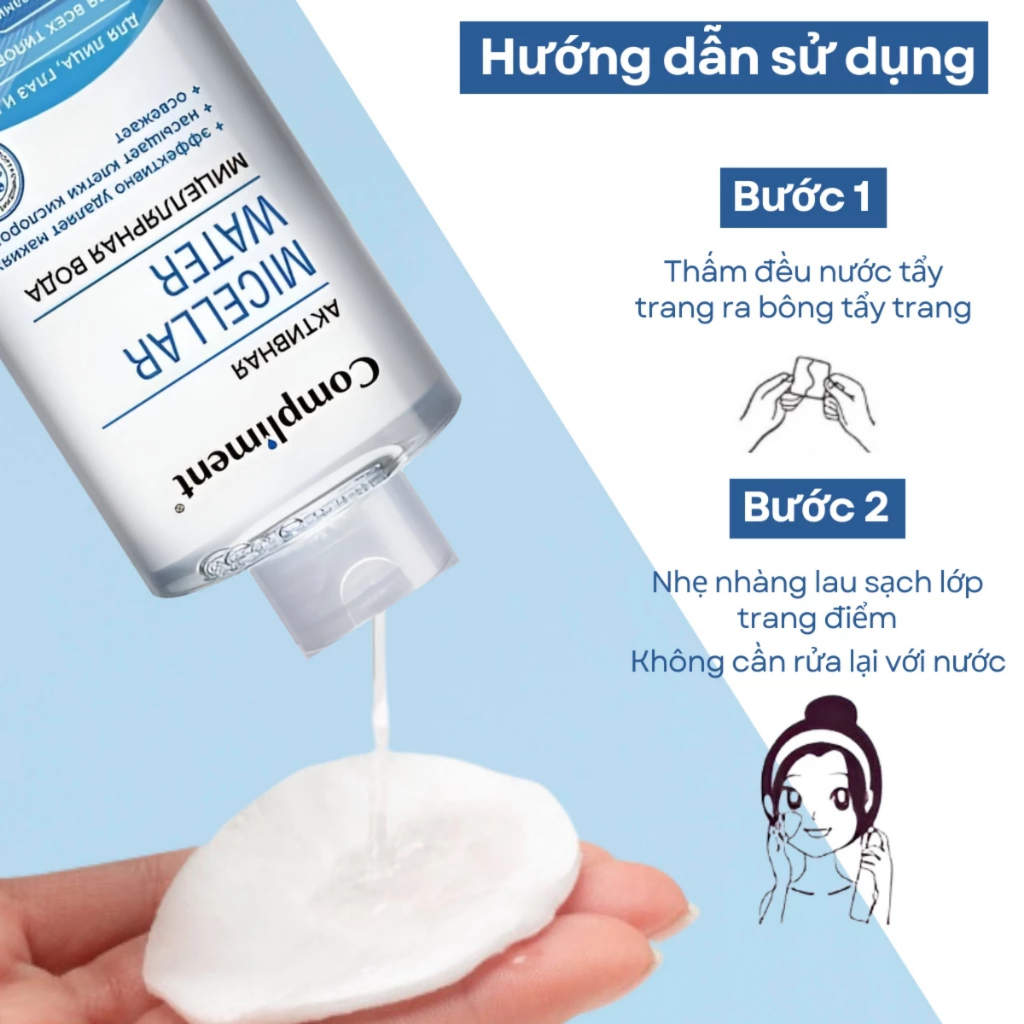 Nước Tẩy Trang Compliment Sạch Sâu Dịu Nhẹ Phù Hợp Mọi Loại Da Micellar Water 400ml