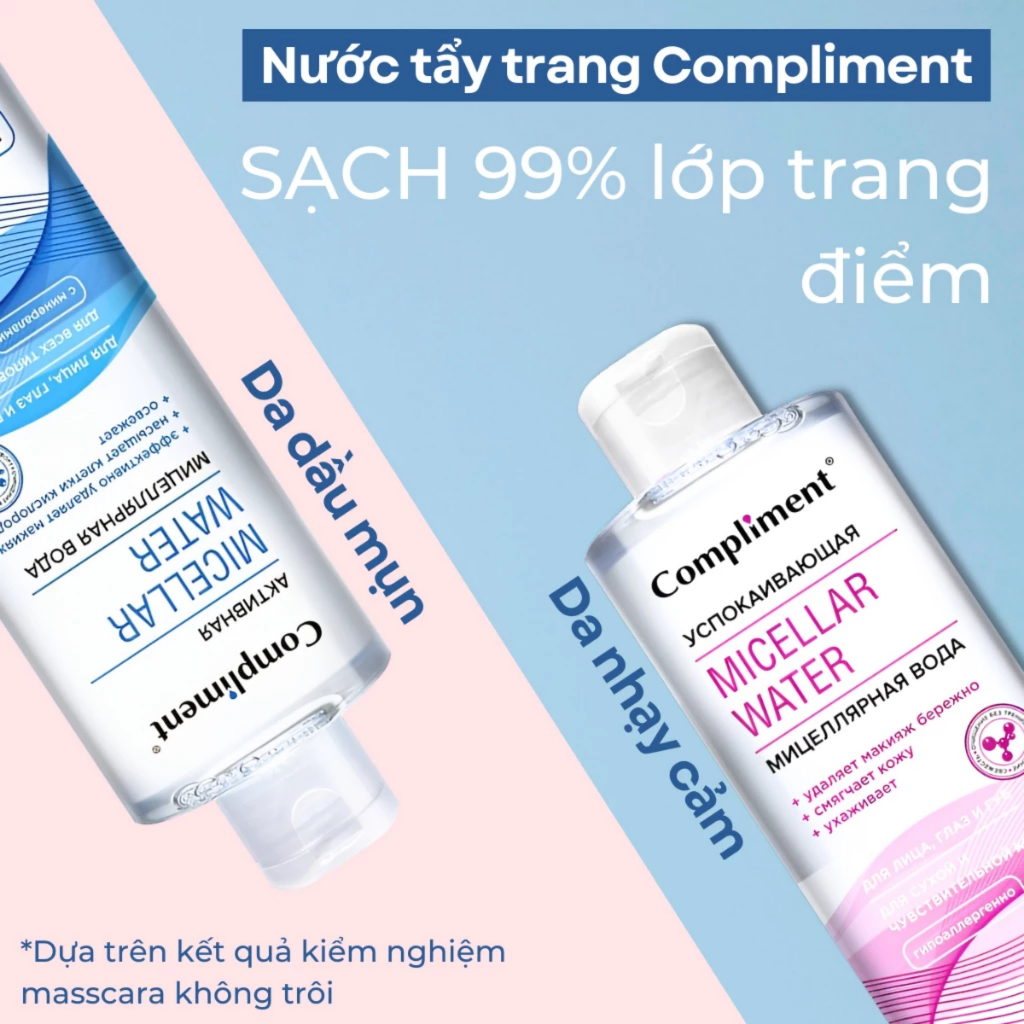 Nước Tẩy Trang Compliment Sạch Sâu Dịu Nhẹ Phù Hợp Mọi Loại Da Micellar Water 400ml