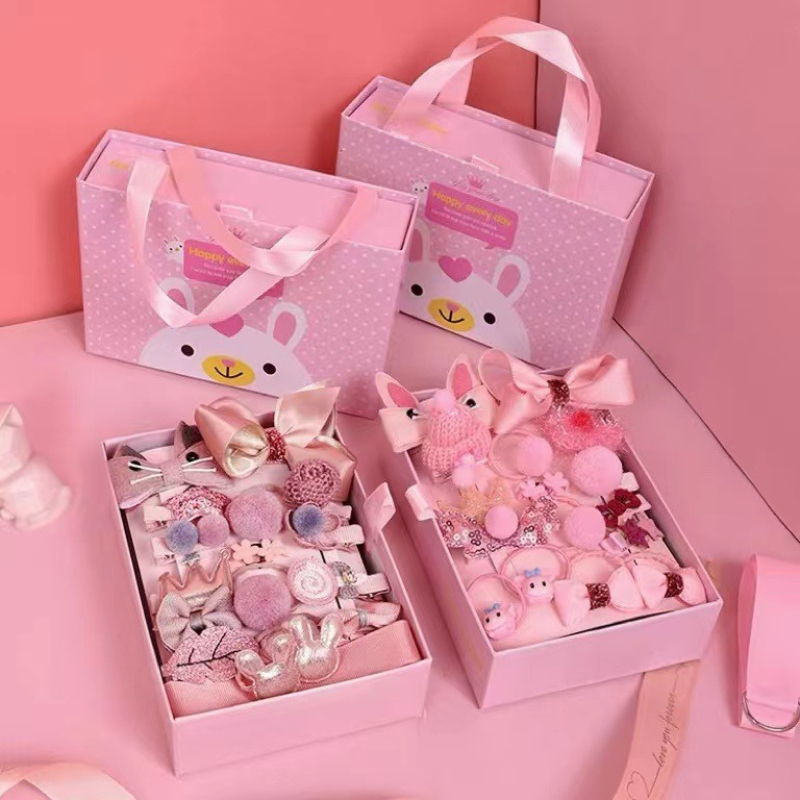 Set quà tặng dây cột tóc, kẹp tóc 18 chi tiết dễ thương cho bé gái