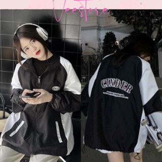 [UNISEX] Áo khoác gió Cinder trắng đen, Áo gió vải dù dày dặn oversize cho nam nữ thịnh hành 2023 Veestore33
