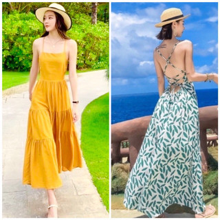 Đầm maxi đi biển đan dây sau có mút ngực (kèm hình thật)