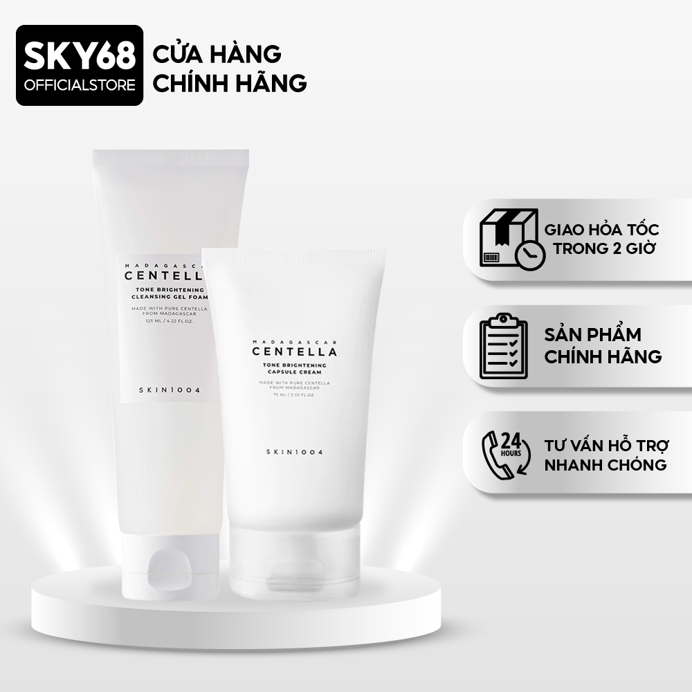 Combo 2 Sản Phẩm Làm Sạch & Sáng Da Skin1004 Madagascar Centella Tone Brightening (SRM 125ml, Kem 75
