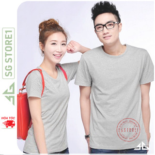 Áo thun trơn nam nữ phông unisex basic tshirt tay ngắn cổ tròn xám tiêu thun mềm mịn | SGSTORE1