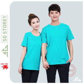 Áo thun trơn nam nữ phông unisex basic tshirt tay ngắn cổ tròn xanh thiên thanh thun mềm mịn