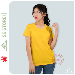 Áo thun trơn nam nữ phông unisex basic tee vàng cúc cổ tròn tay ngắn thun mềm mịn ACTVD | SGSTORE1
