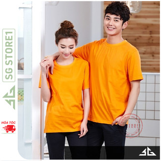 Áo thun trơn nam nữ phông unisex basic tshirt tay ngắn cổ tròn cam nhạt thun mềm mịn | SGSTORE1