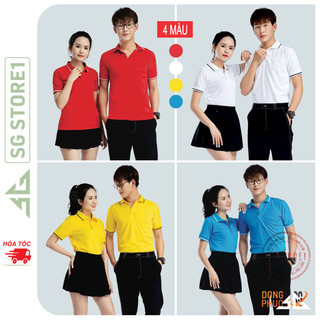 Áo thun có cổ nam nữ phông trơn polo tay ngắn cổ trụ thun cá sấu mè mát nhiều màu | SGSTORE1