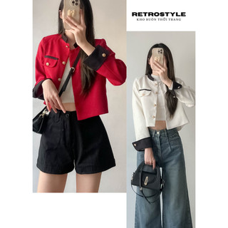Áo dạ tweed cổ tàu cài khuy - Retrostyle - Aokhoacda722_P0K31