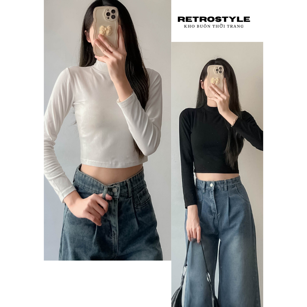 Áo thun croptop ôm body cổ lọ - Retrostyle - Aothuncaoco247_P7K7