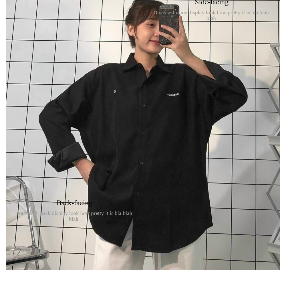 Áo sơ mi thêu chữ  Otocber dài tay TONGKHOSI