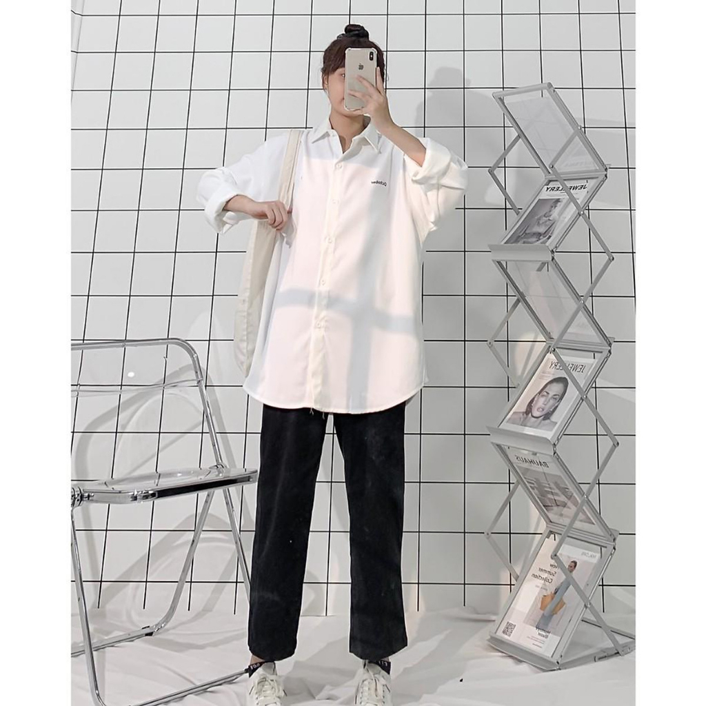 Áo sơ mi thêu chữ  Otocber dài tay TONGKHOSI