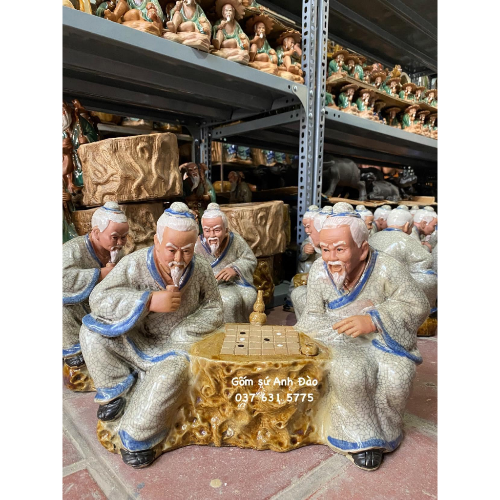 Tượng tiên ông chơi cờ, tượng gốm Bát Tràng đẹp