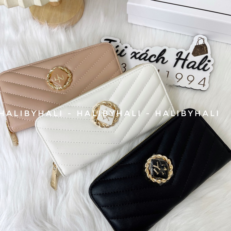 Ví lyn dáng dài da trám sang chảnh logo xoắn lạ mắt nhiều ngăn để thẻ